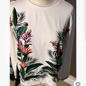 Tommy Bahama Sweatshirt Ladie’s 97/3 Cotton/Poly Size M Gold Trim Tropical